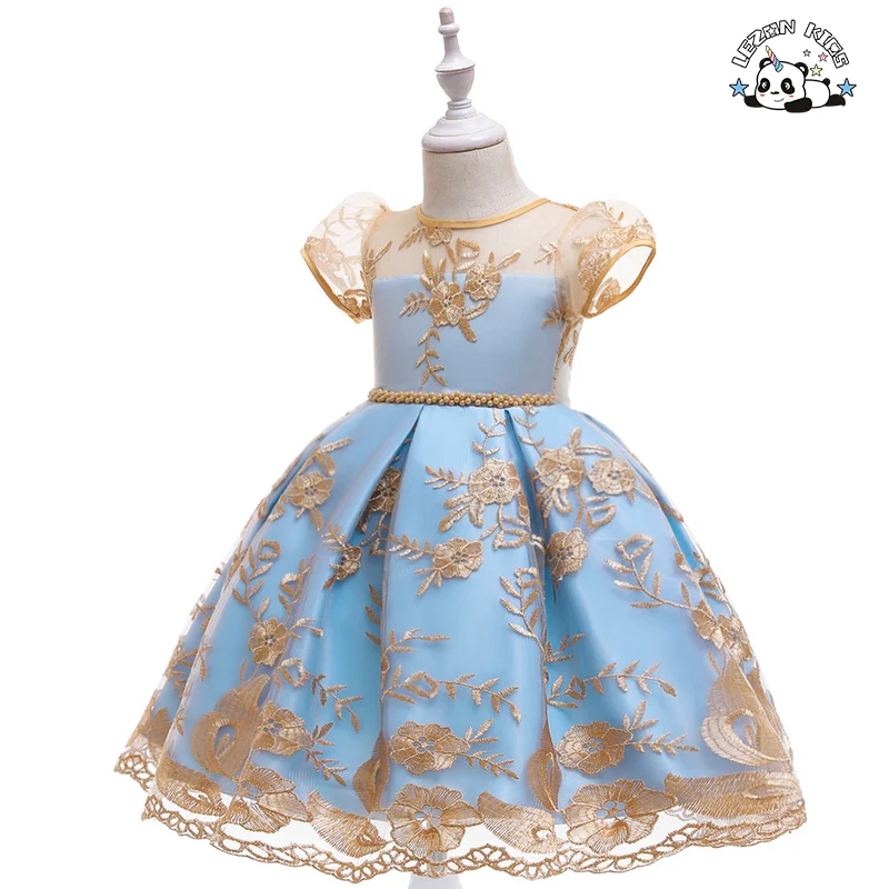 LEZONKIDS - New  2023 latest designs hot sale lace birthday flower party children wedding princess little kids clothing girls dresses